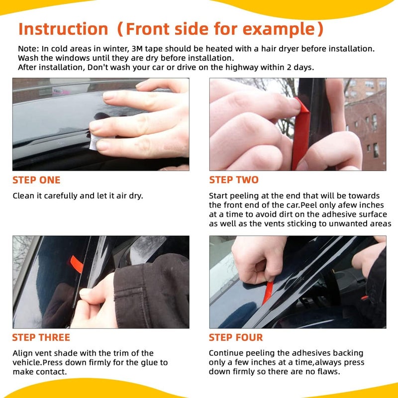 PLDDE Rain Guard Compatible with Acura MDX 2007-2013 Tape-On Side Window Visor Wind Deflector Vent Visors Car Accessories 4pcs - Image 5